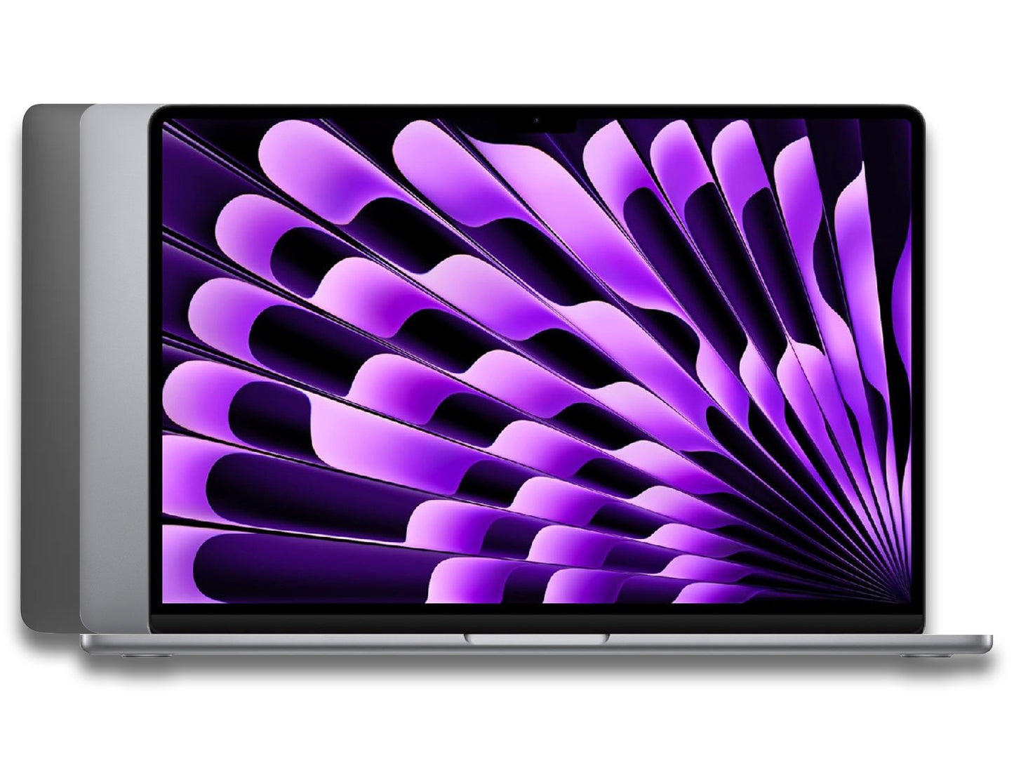 Front and back view of an opened MacBook Pro