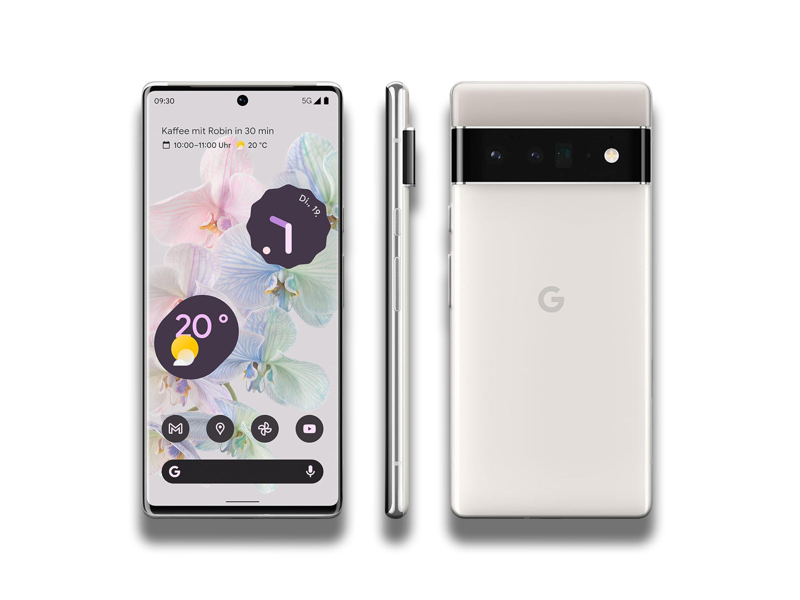 Google Pixel 6 Pro In Cloudy White Front Side And Back