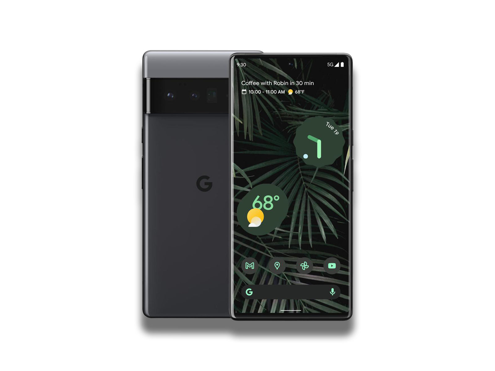 Google Pixel 6 In Stormy Black Overhead Front And Back