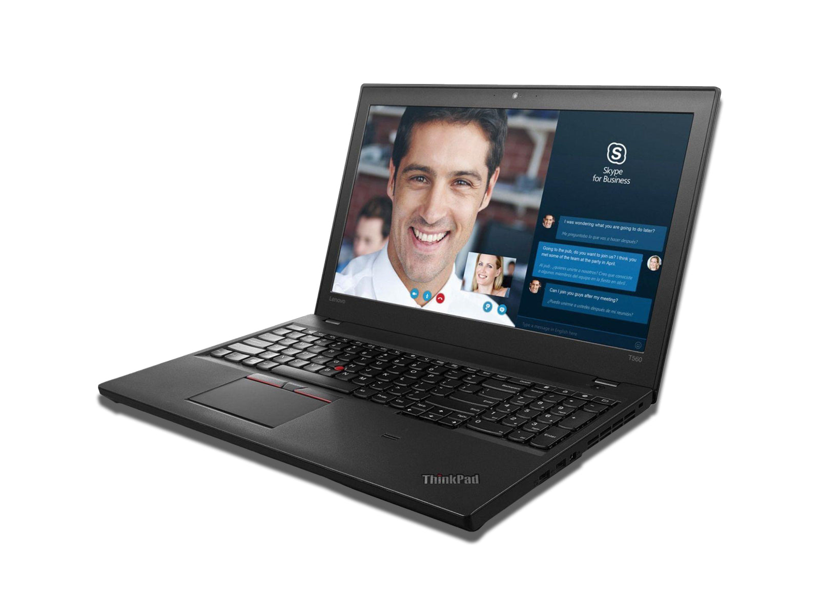 Image Showing Right Side View of The Lenovo T560 Laptop on The White Background