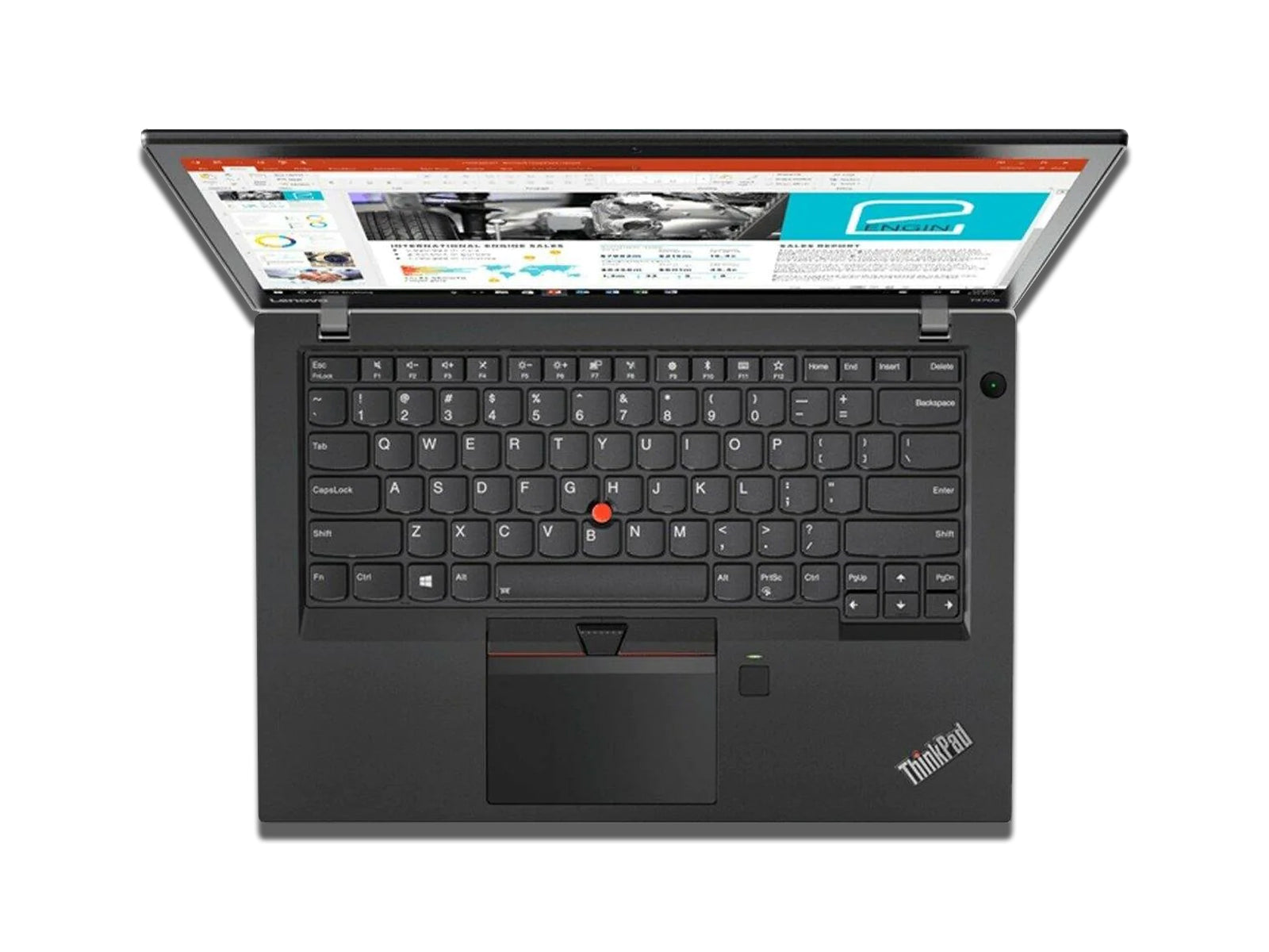 Keyboard View Image of The Lenovo T470s on The White Background
