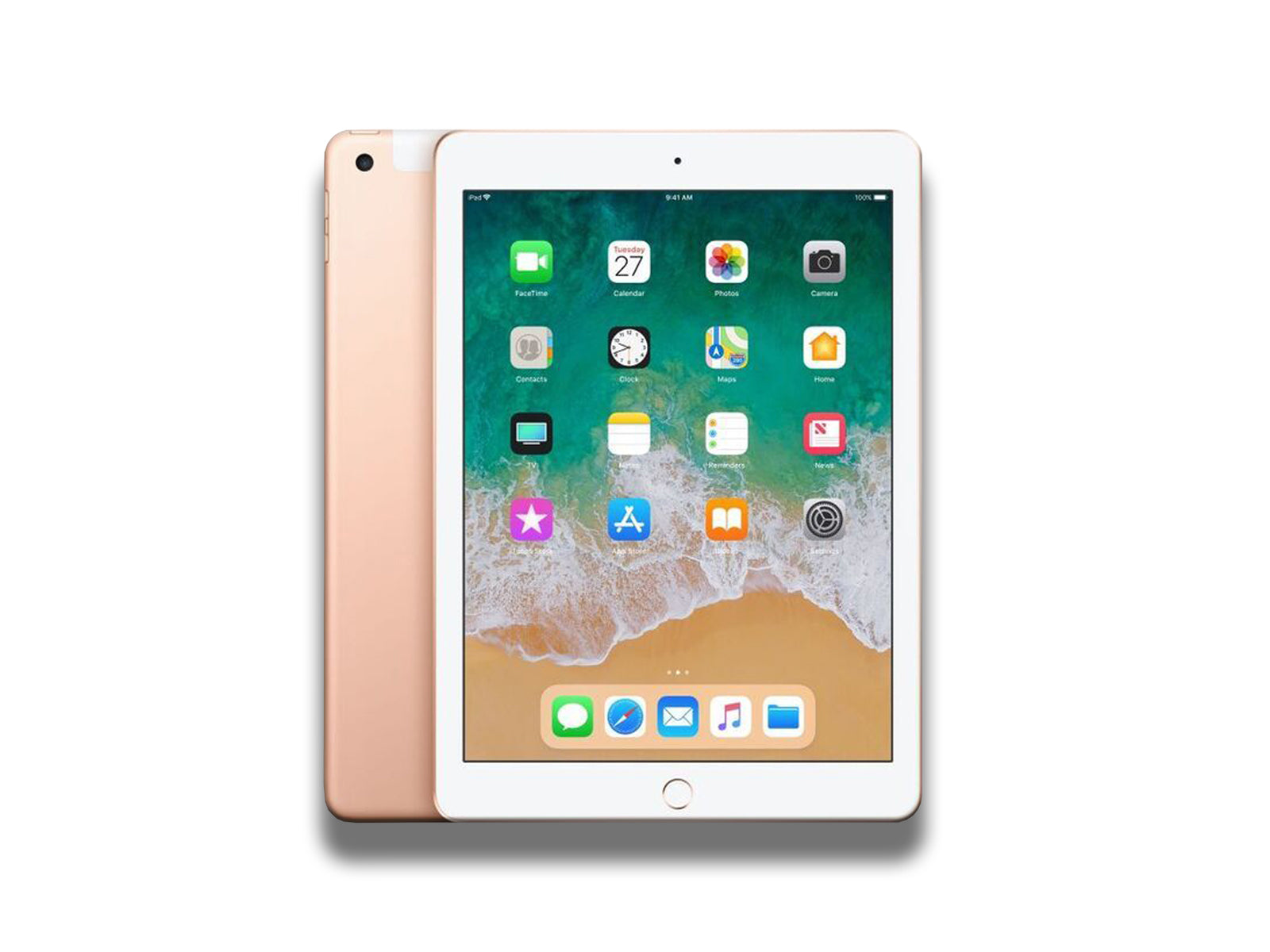 Apple iPad 6th Gen In Gold Front And Back