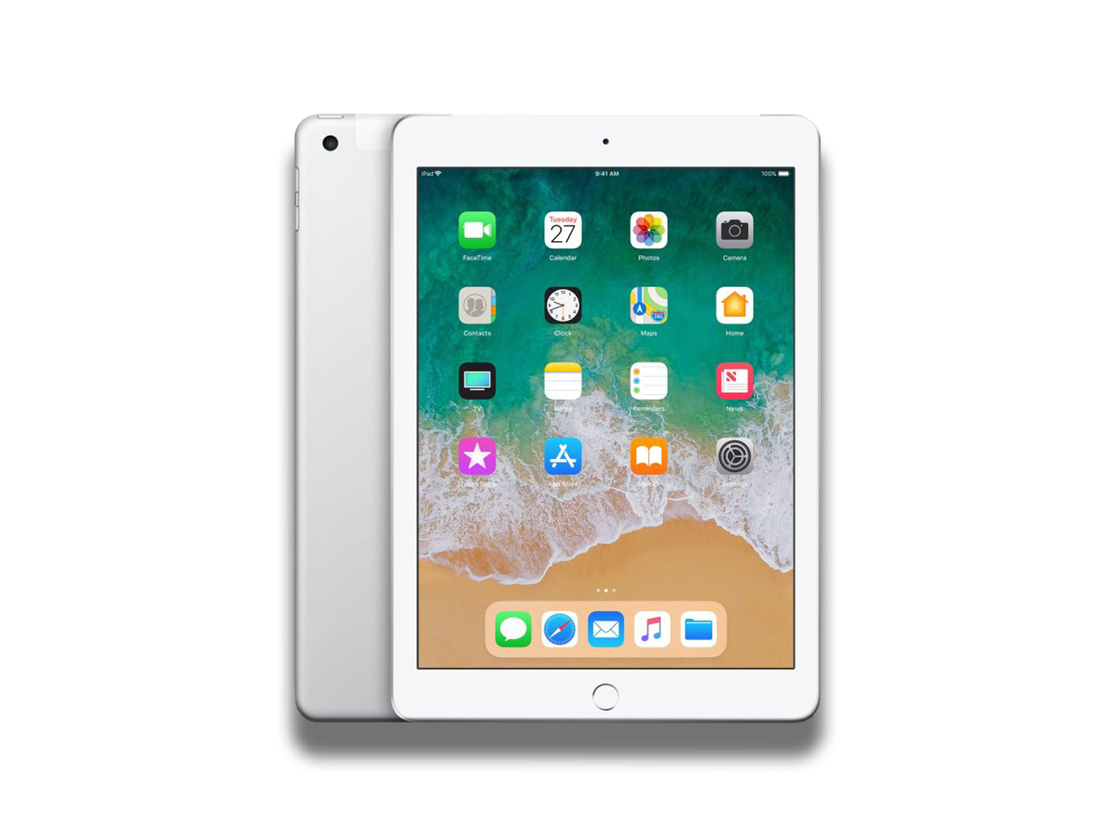 Apple iPad 6th Gen In Silver Front And Back