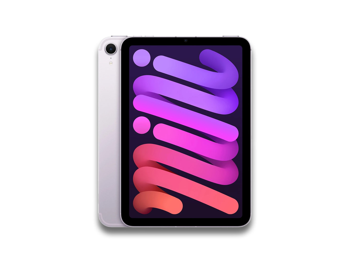 Front and back view of a purple iPad mini 7th gen