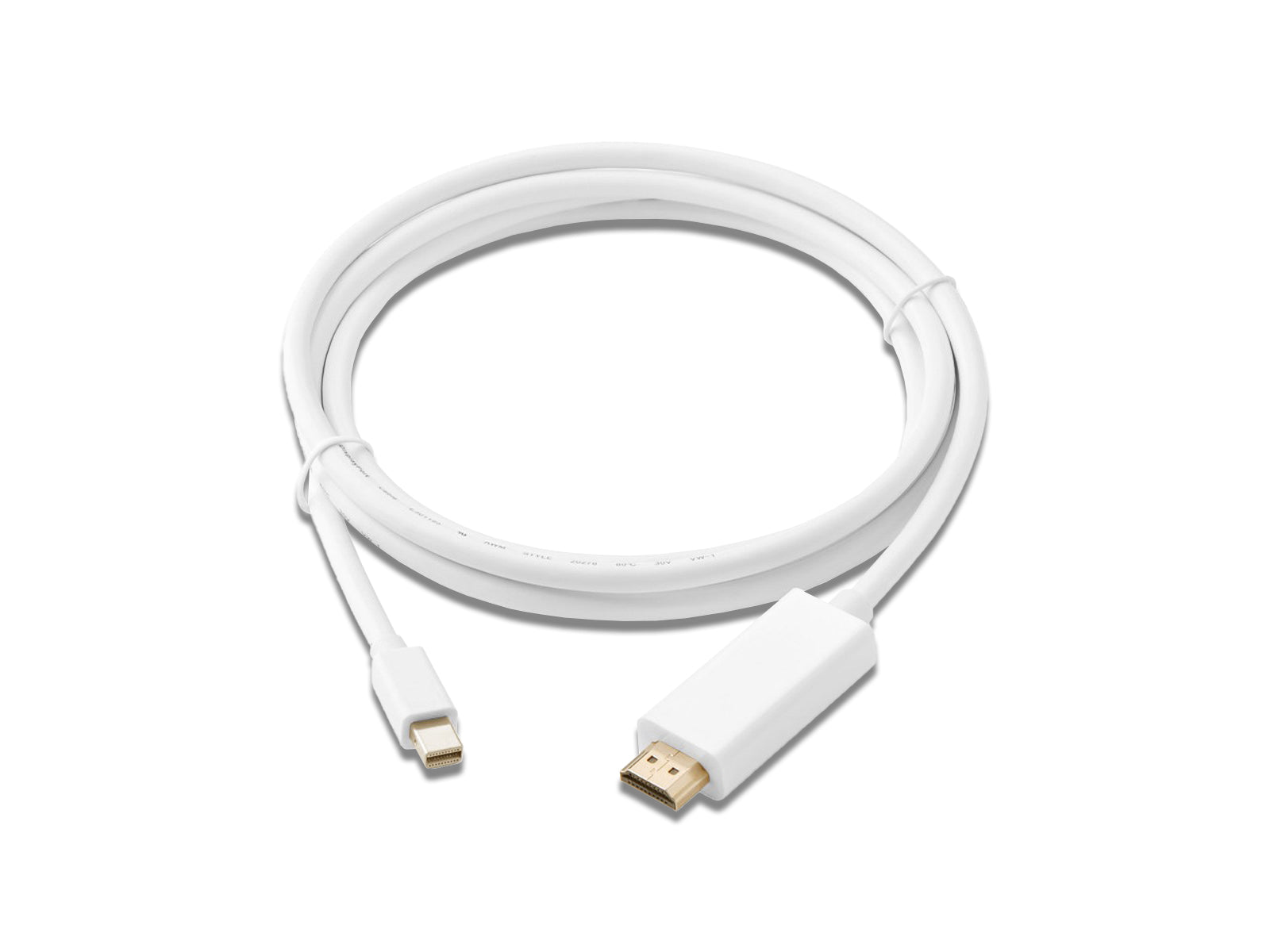 Mini DisplayPort to HDMI Cable Rolled Up Cable  Showing Length