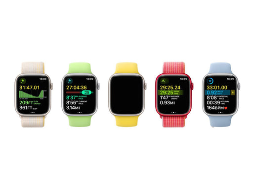 Five Apple Watch Series 8's with different straps