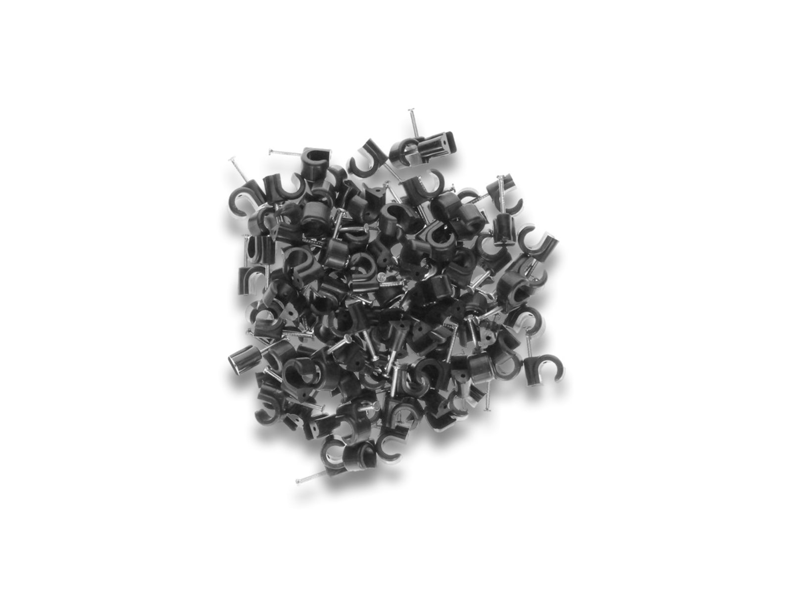 Cable Clips With Nail In Black In a Bunch