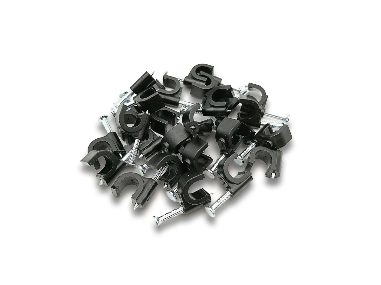 Cable Clips With Nail In Black Bunch