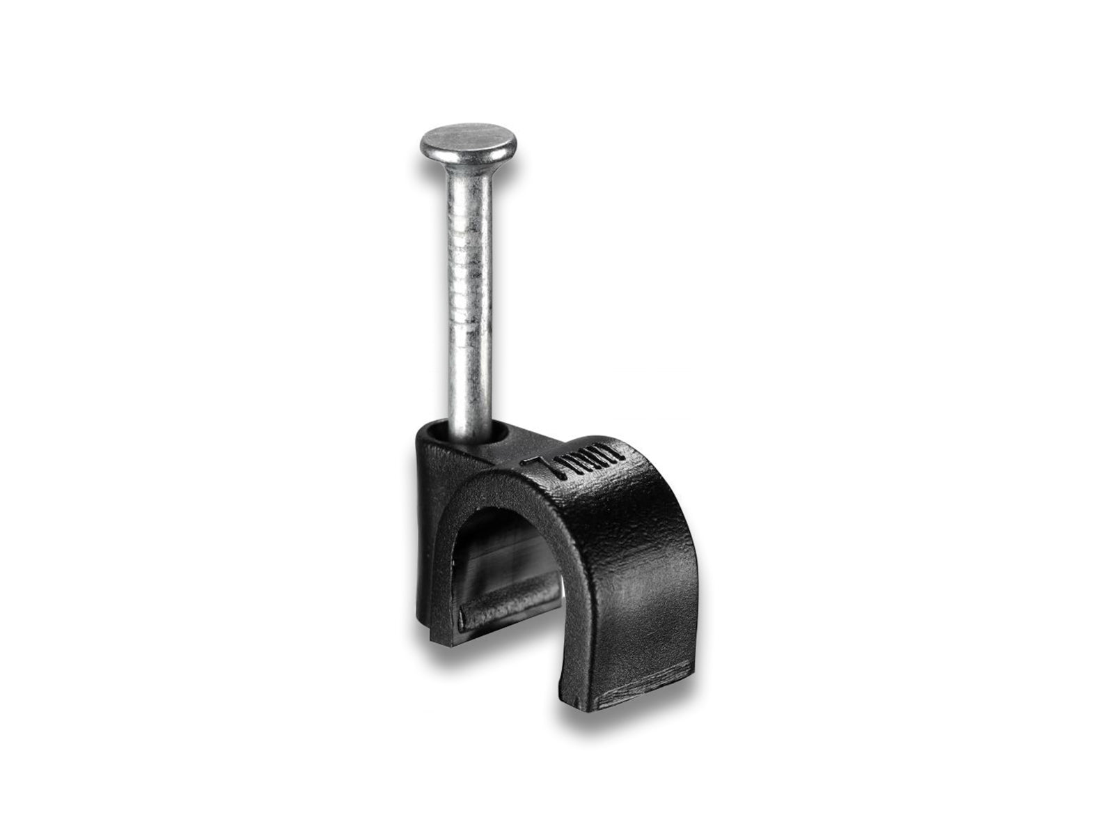 Cable Clips With Nail In Black Front Side View