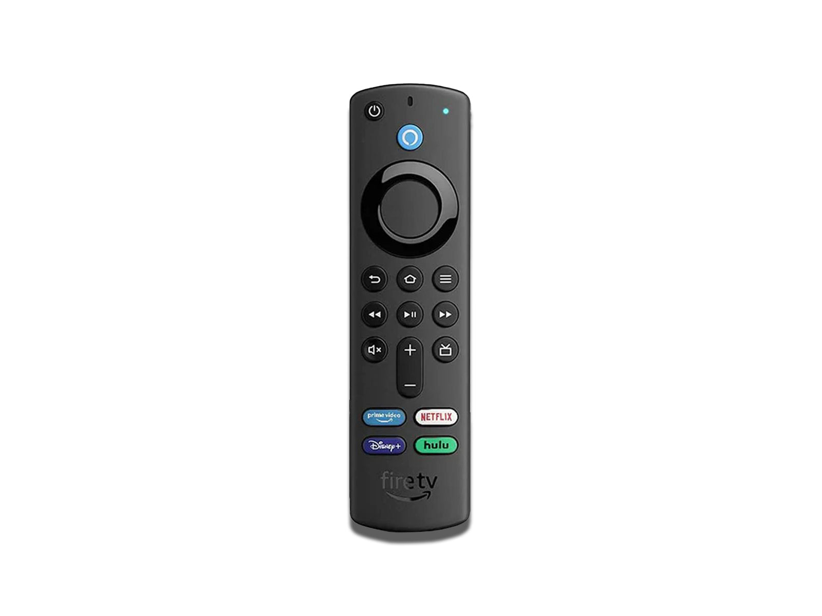 Image of the front view of the Firestick Remote control on the white background