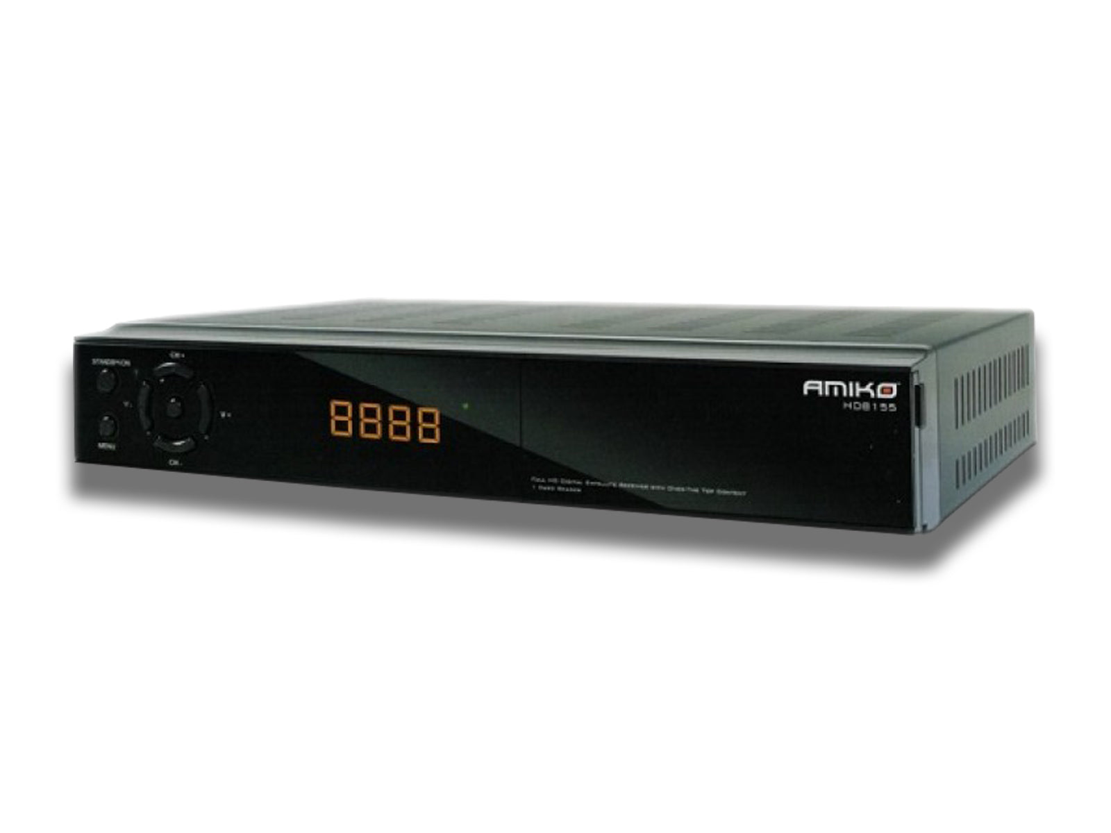 Image shows a front view of the Amiko 8155 HD Satellite Receiver