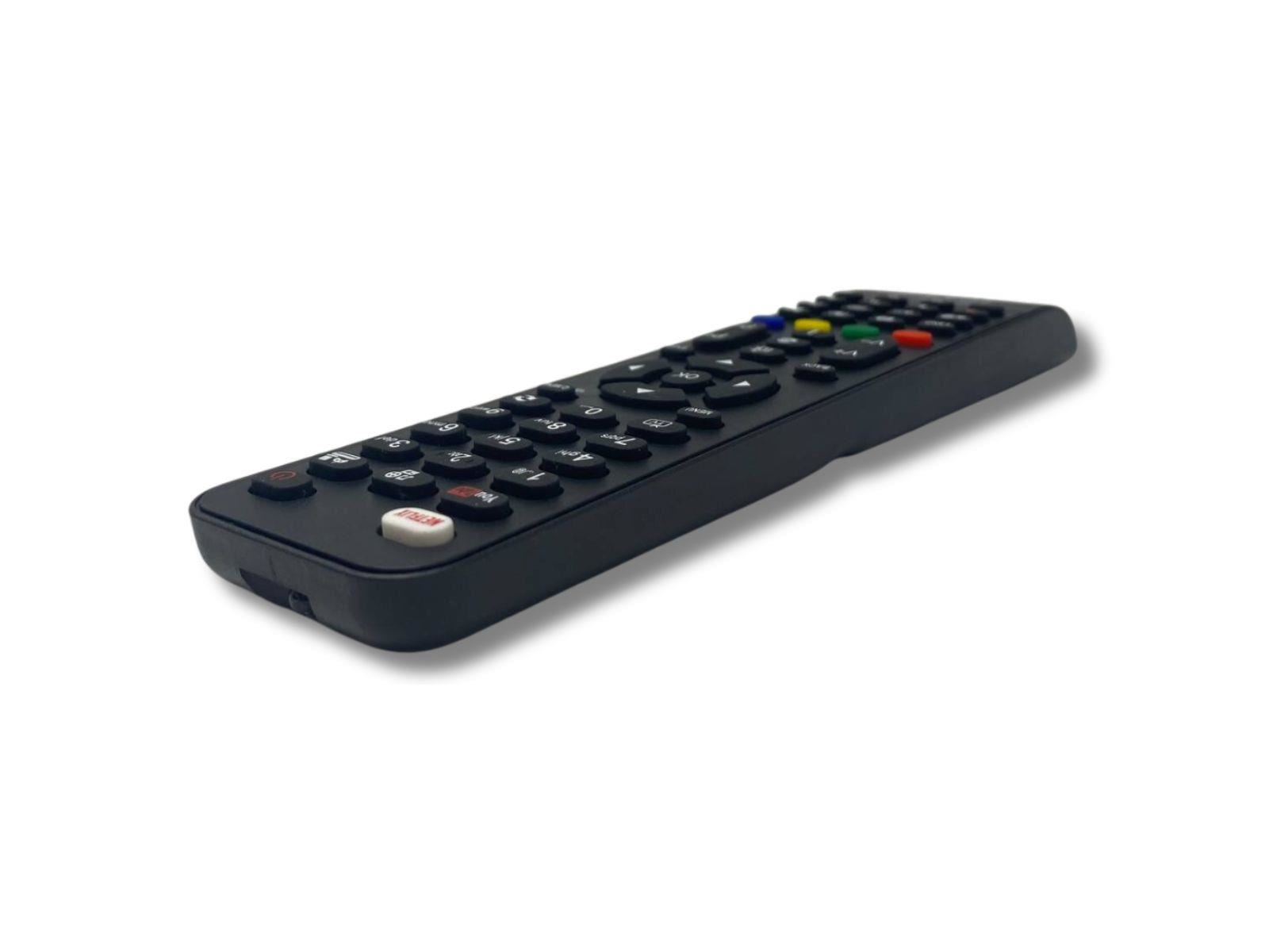 Image shows an angled side view of the replacement remote control