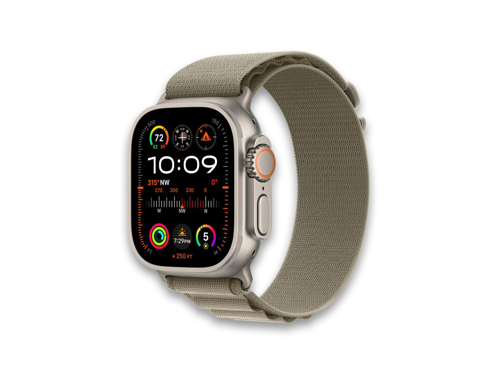 Apple Watch Ultra 2 Alpine Loop Olive Front Side View