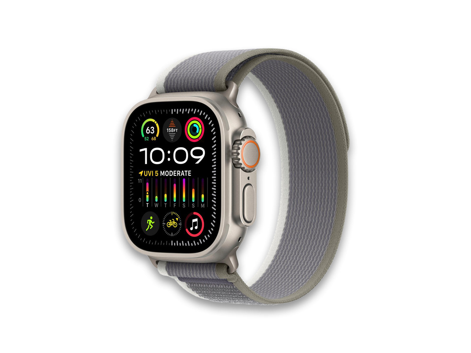 Apple Watch Ultra 2 Trail Loop Green Gray Front Side View