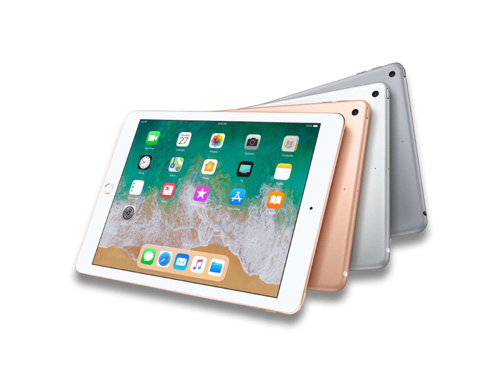 iPad 6th Gen In Colour Gold, Space Grey And Silver Front And Back
