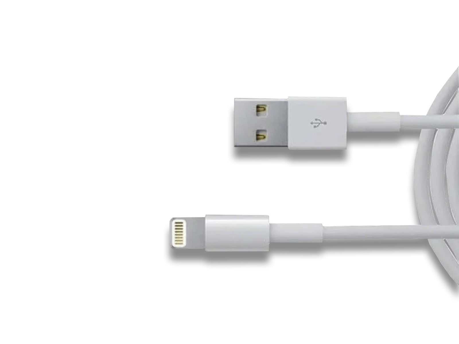 Apple Lightning Cable Shows Close up View of Connectors