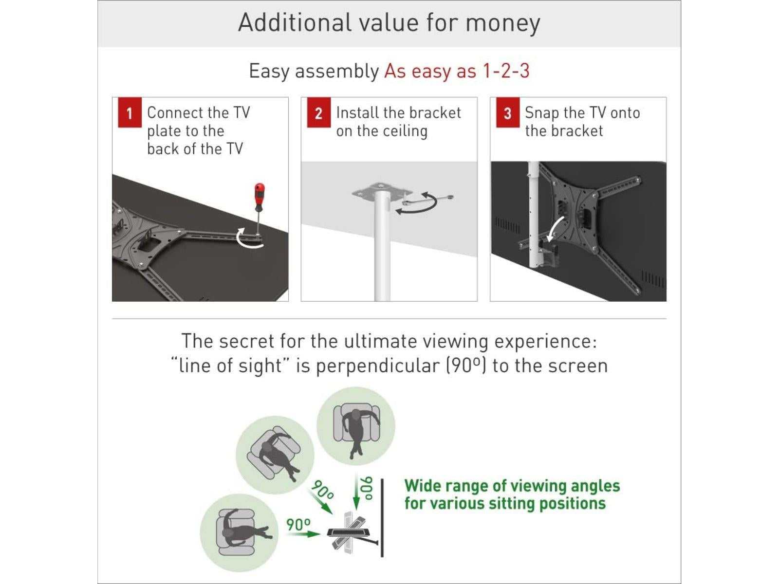 Additional information about the Ceiling Mounted TV Bracket For TVs up to 75"