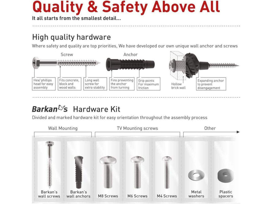 Dual Arm TV Mounting Bracket for 15-29" TVs installation kit
