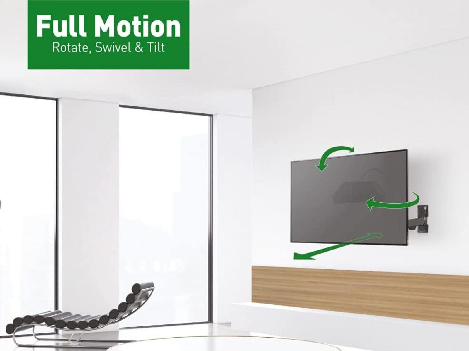 A TV mounted using the Swivel & Tilt Wall Mounted TV Bracket