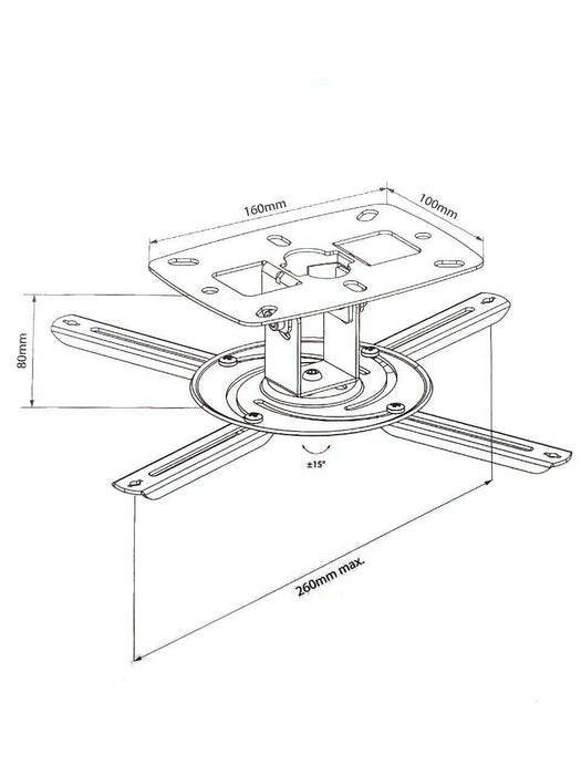 Measurement information for the Fixed Projector Ceiling Mounting Bracket