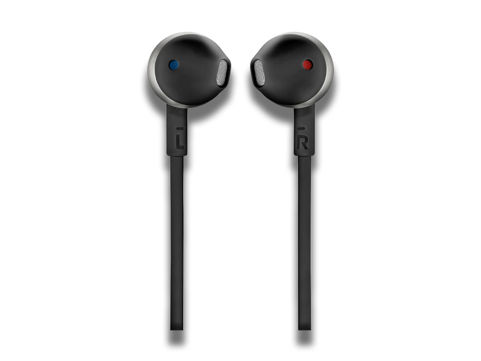 Close-up-photo-of-left-and-right-earphone-with-color-coded-on-white-background