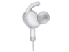 Close up photo on white left earpiece of the JBL Everest 100 Wireless Bluetooth Earphones