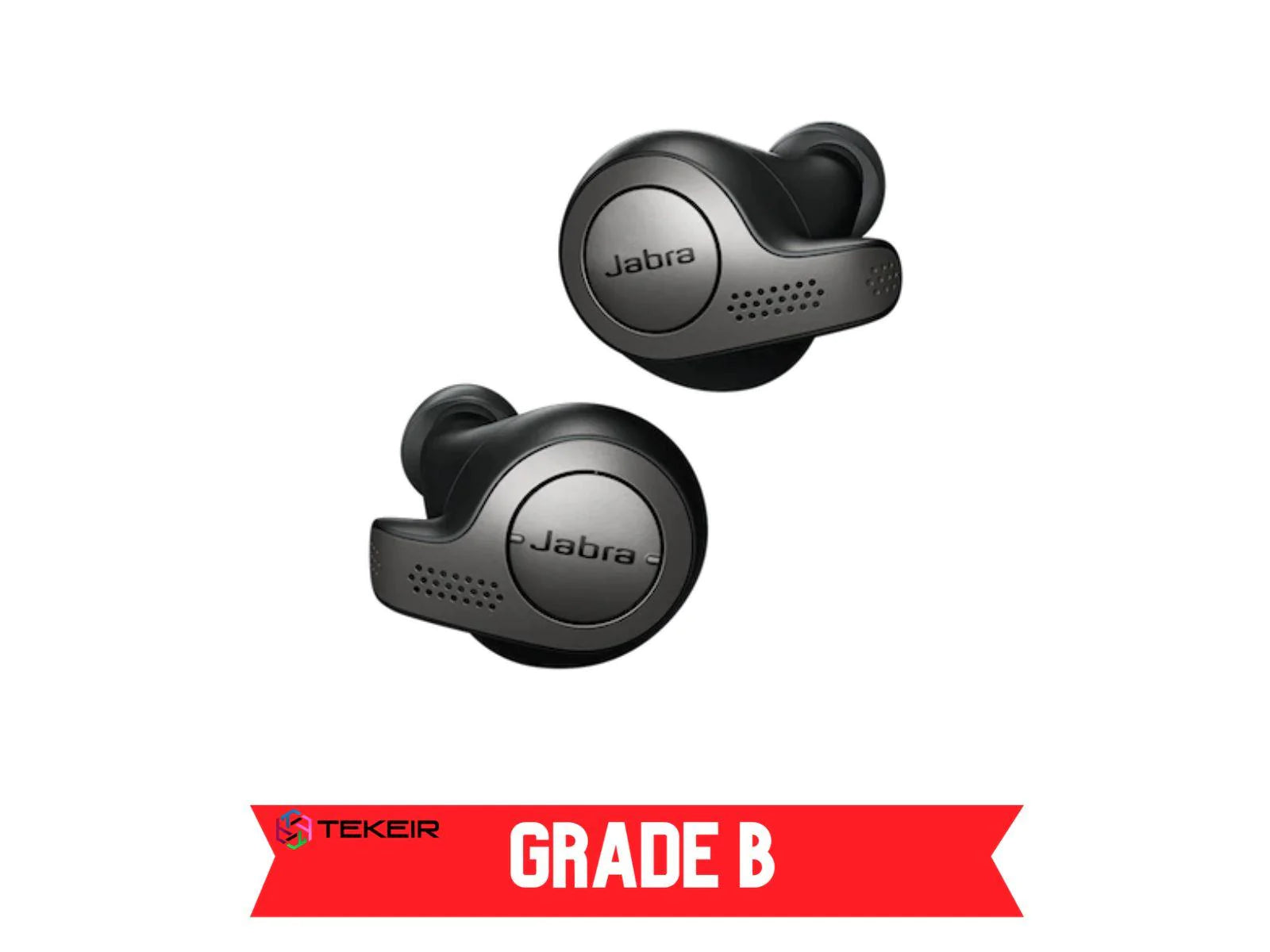 Close up picture of the Titanium Black Jabra Elite 65 In Ear Bluetooth Headphones Grade B
