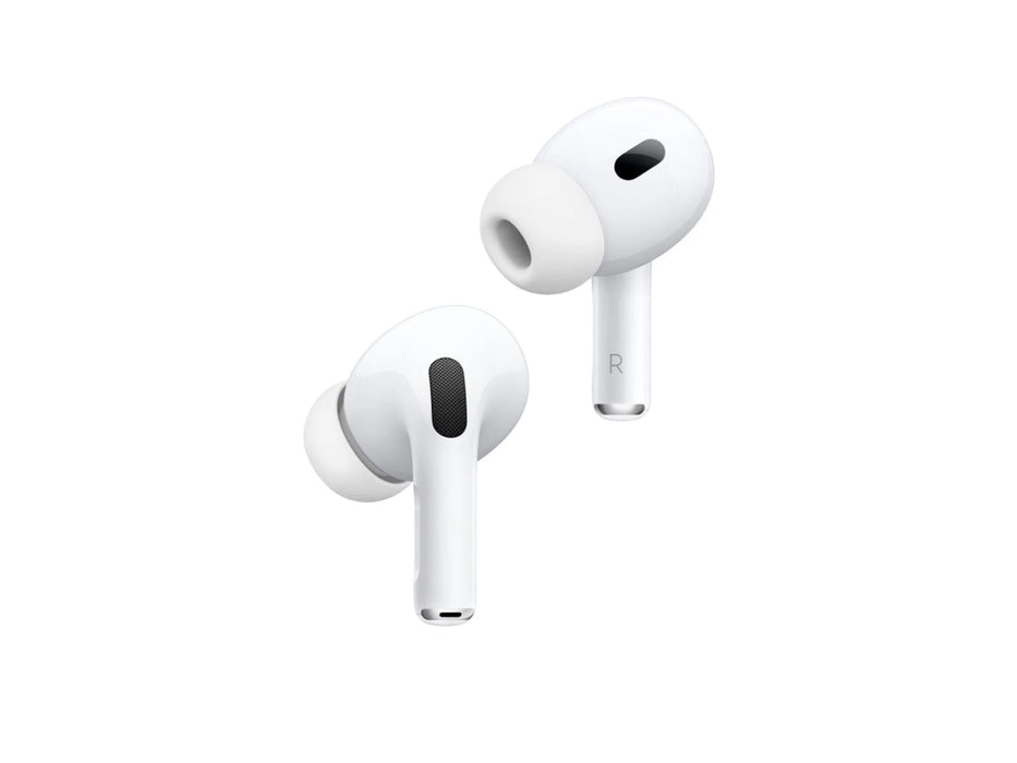 Close up picture on earpieces of Apple AirPods Pro 2nd Gen with Magsafe Charging Case