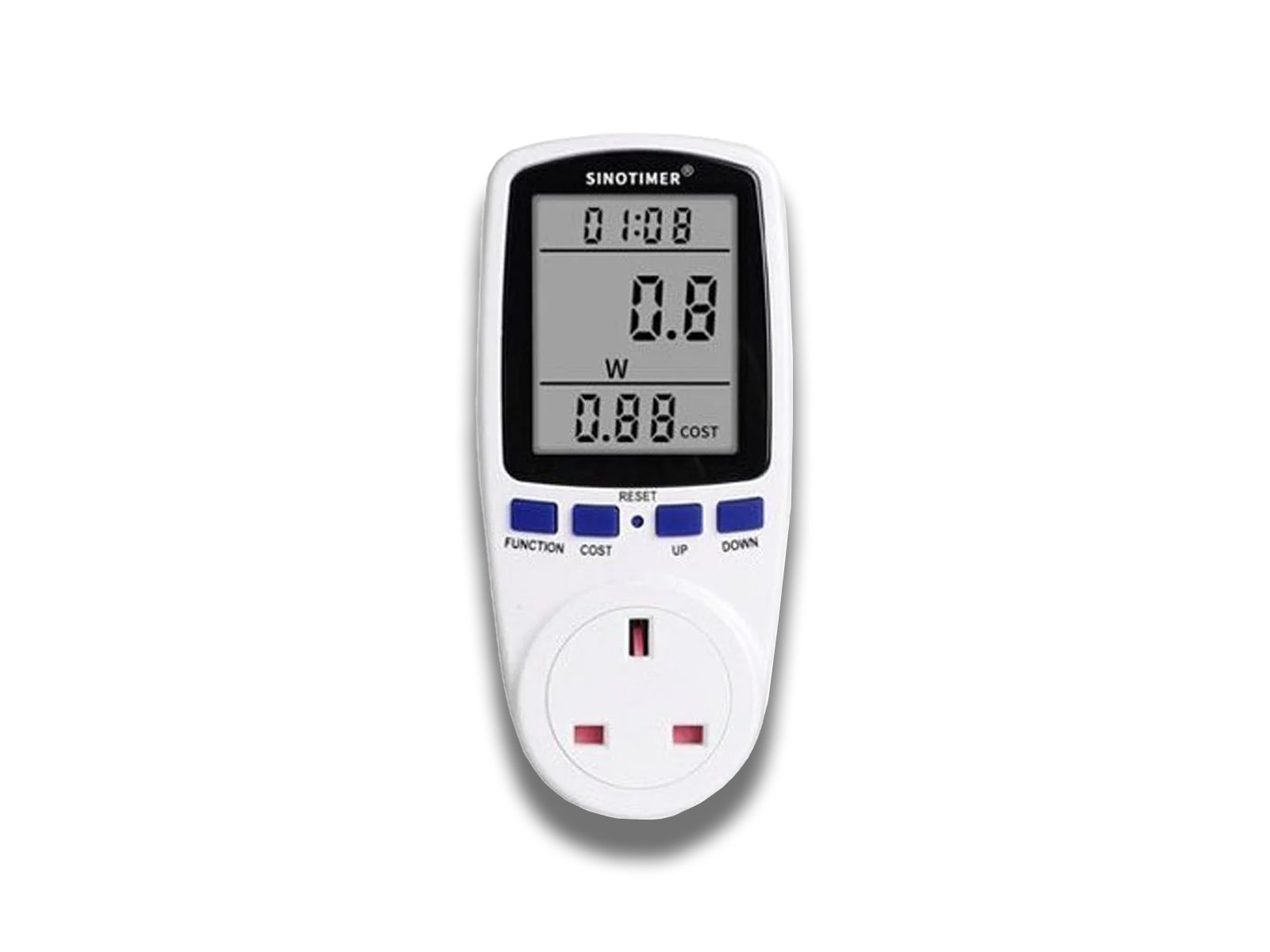 Image shows front view of the energy monitor on white background