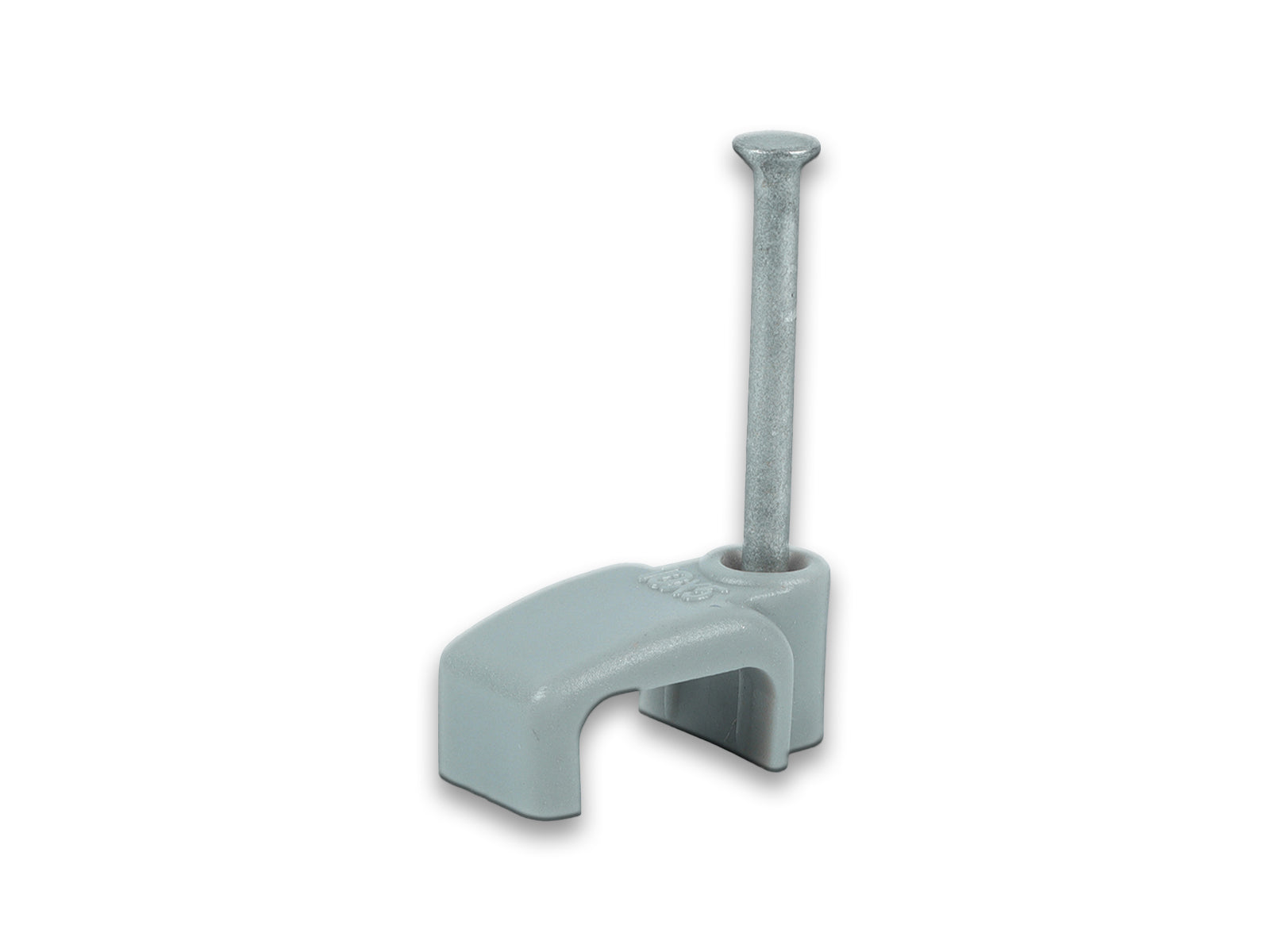 Grey Cable Clip With Nail Front View