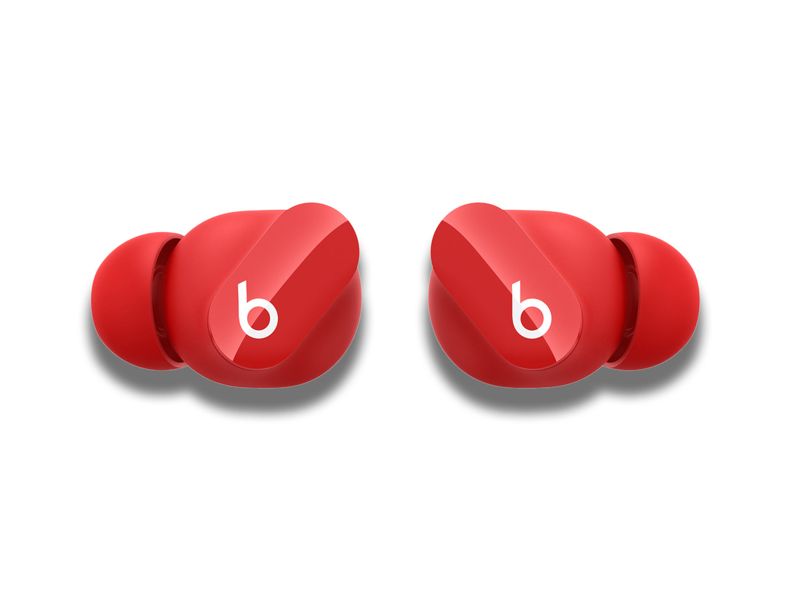 Image-of-the-right-and-left-red-earphones-on-the-white-background