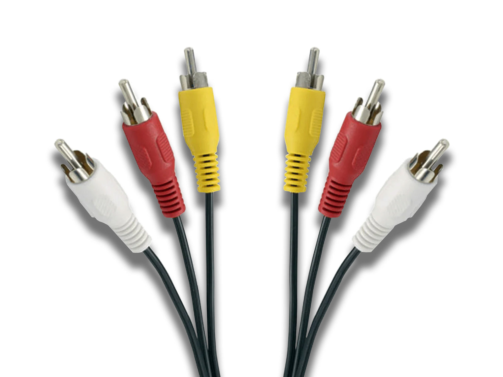 RCA Audio Cable White, Yellow & Red Close up View of All Cables