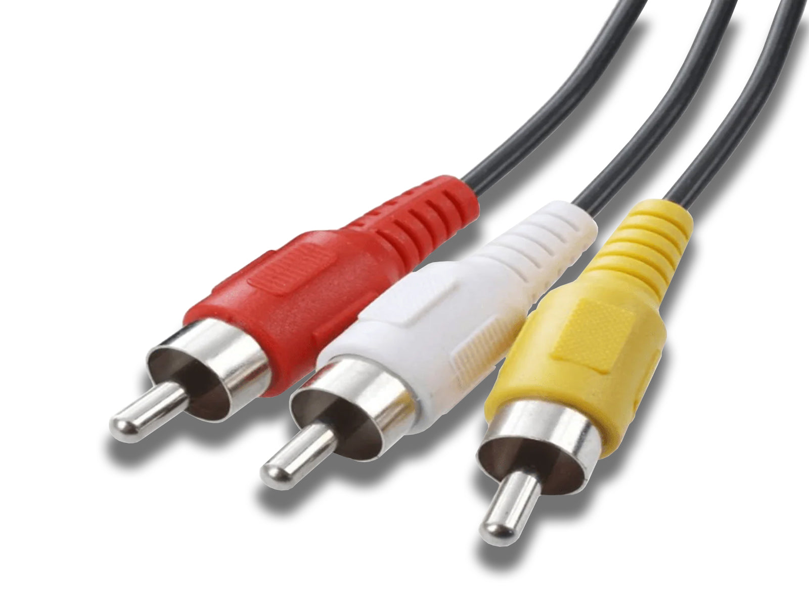 RCA Audio Cable White, Yellow & Red Close up Cables