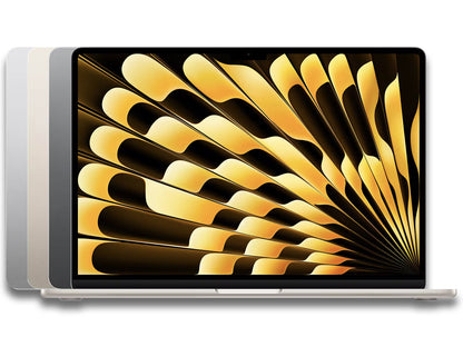 Front and back view of an opened MacBook Air showing different color variants
