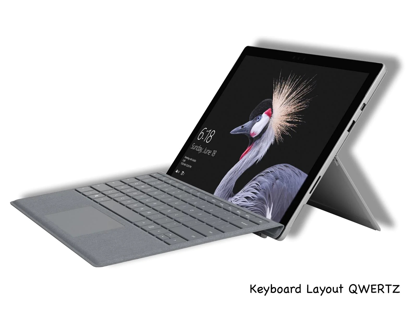 Left side view of the notebook microsoft surface pro on the white background