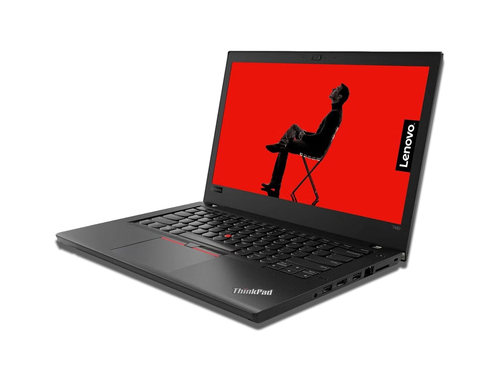 Image Showing Right Side View of The Lenovo T480 Laptop on The White Background