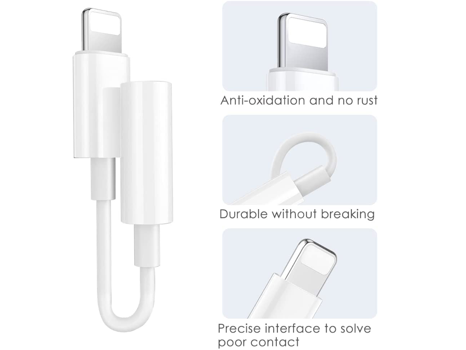Lightning To 3.5mm Aux Headphone Adapter Showing The Features 
