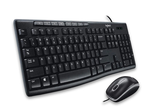 Angled view of the Logitech MK200 Combo Keyboard & Mouse placed upwards