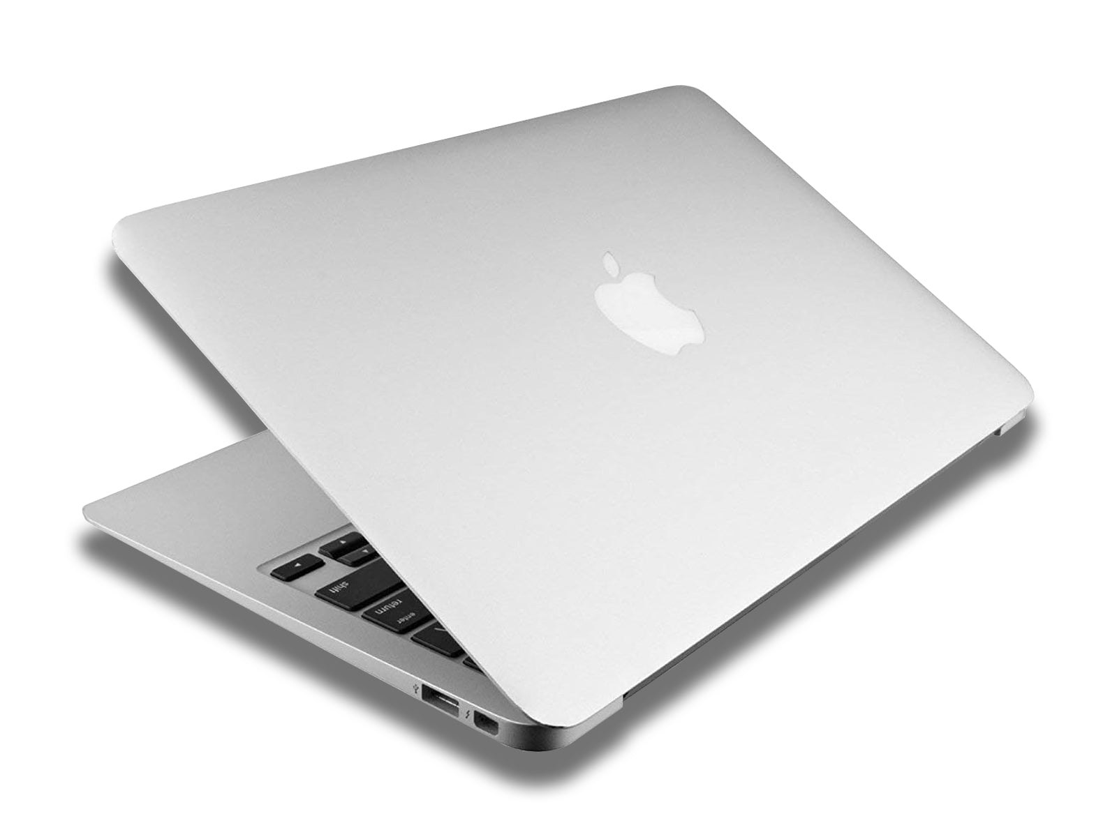 Image shows an angled overhead view of the Apple MacBook Air