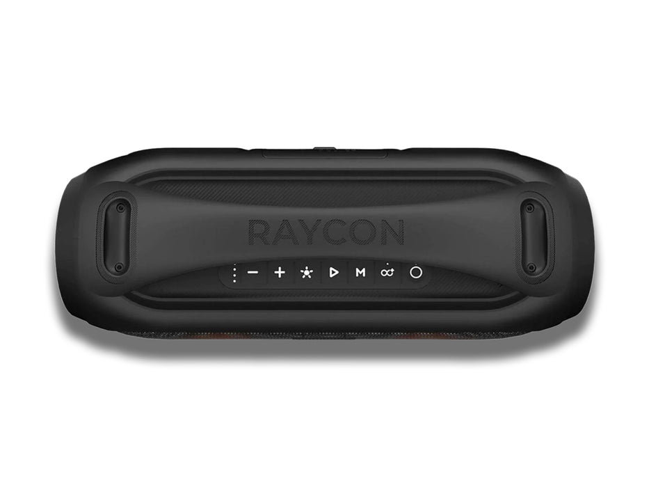 Image shows an overhead view of the Raycon Boombox Bluetooth Speaker