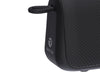 Image shows a close up view on the bottom left corner of the black Raycon Everyday Bluetooth Speaker