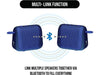 Image shows the blue Raycon Everyday Bluetooth Speaker with some bluetooth info