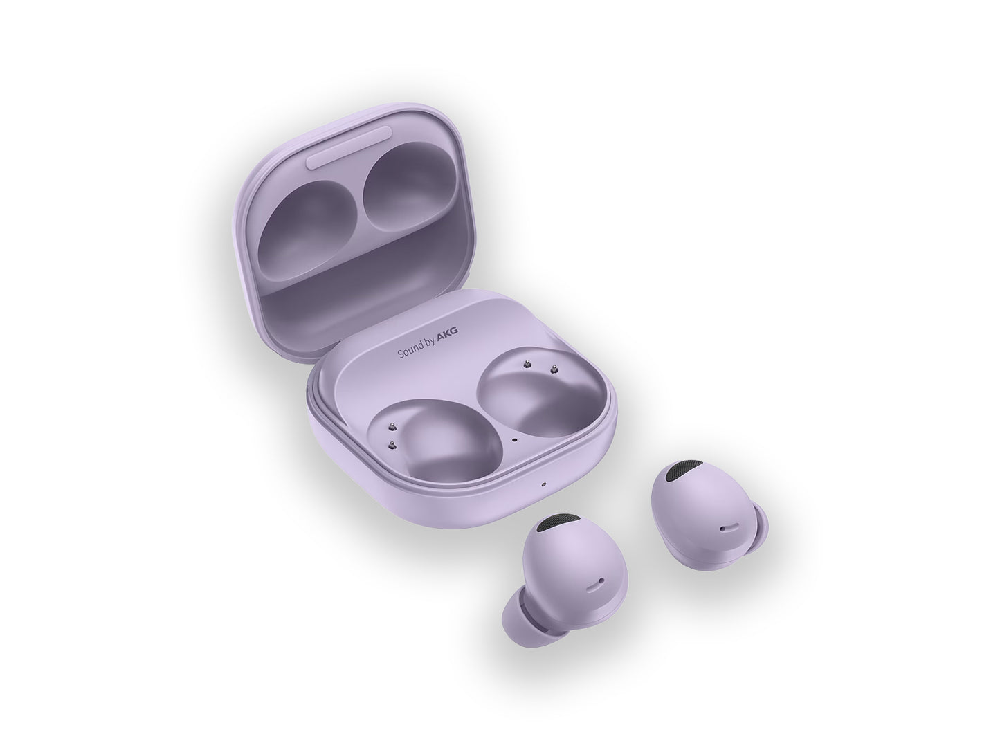 Samsung Galaxy Buds Pro 2 Purple Case open and buds top side view