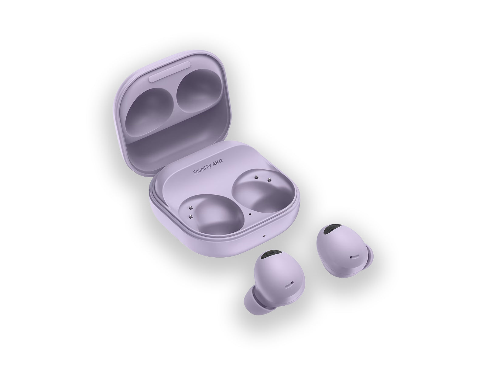 Samsung Galaxy Buds Pro 2 Purple Case open and buds top side view