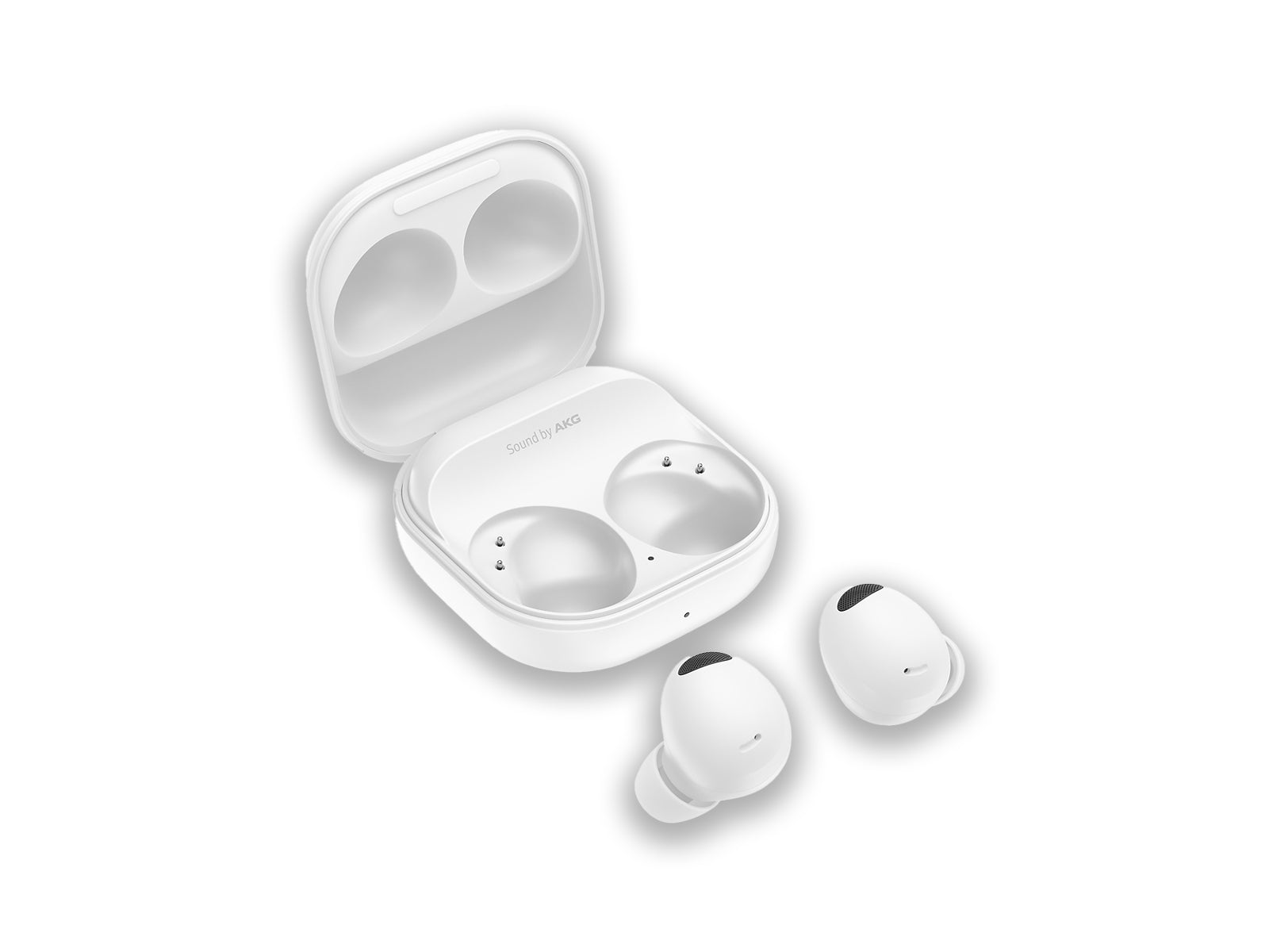 Samsung Galaxy Buds Pro 2 White Case open and buds top side view