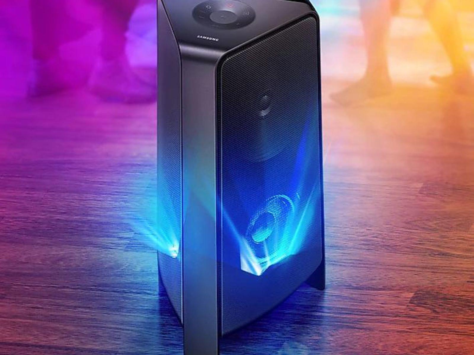 Samsung MX-T50 Sound Tower with LED lights on