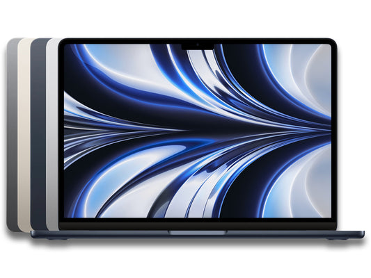 Front view of the MacBook Air showing different colour variants