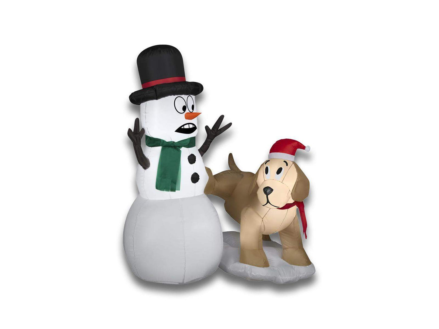 TekEir - Gemmy Airblown Inflatable Golden Retriever with Snowman | 4 Ft Christmas Decor