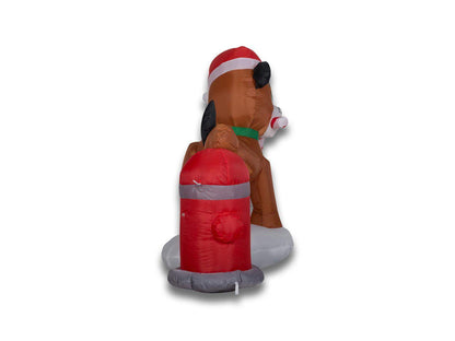 TekEir - Gemmy Airblown Inflatable Dog with Fire Hydrant | 3 Ft Christmas Yard Decoration