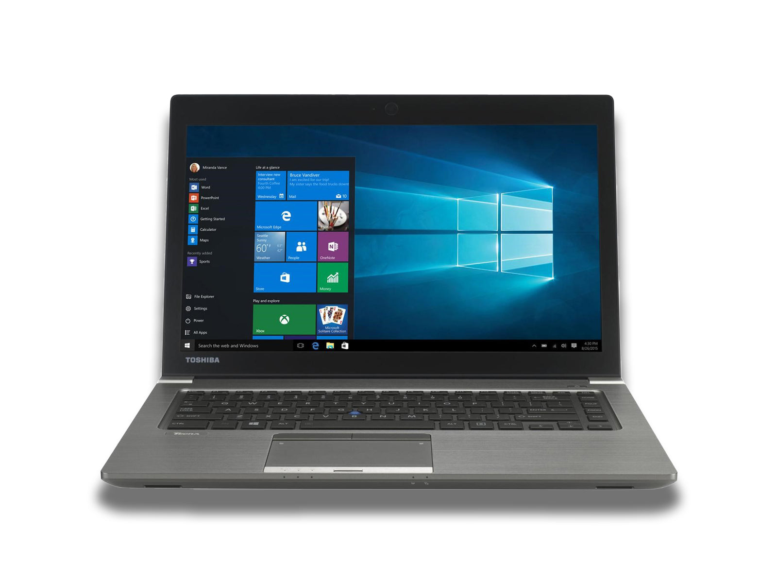 front-image-of-the-toshiba-tecra-laptop-on-the-white-background